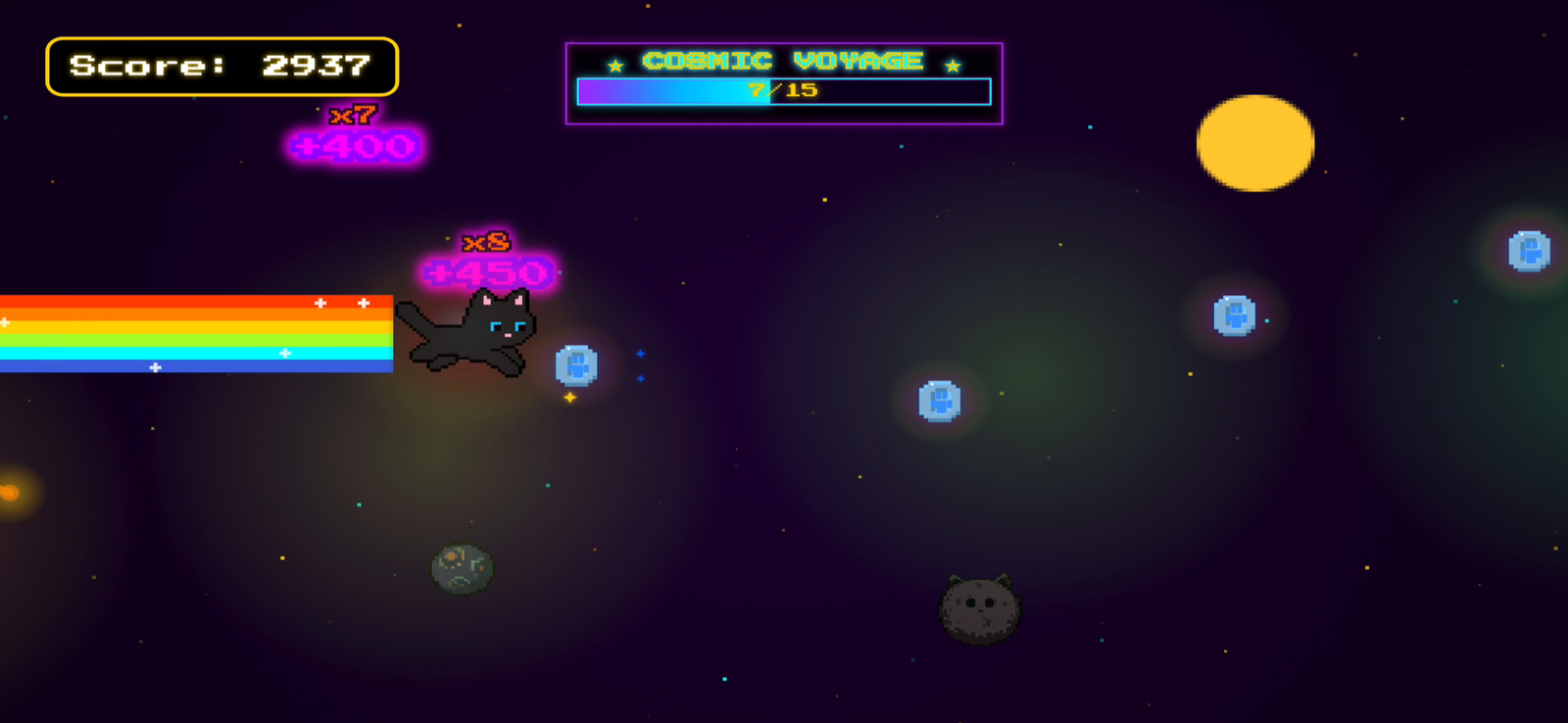 Pouncy Paws gameplay - cosmic voyage space bonus stage