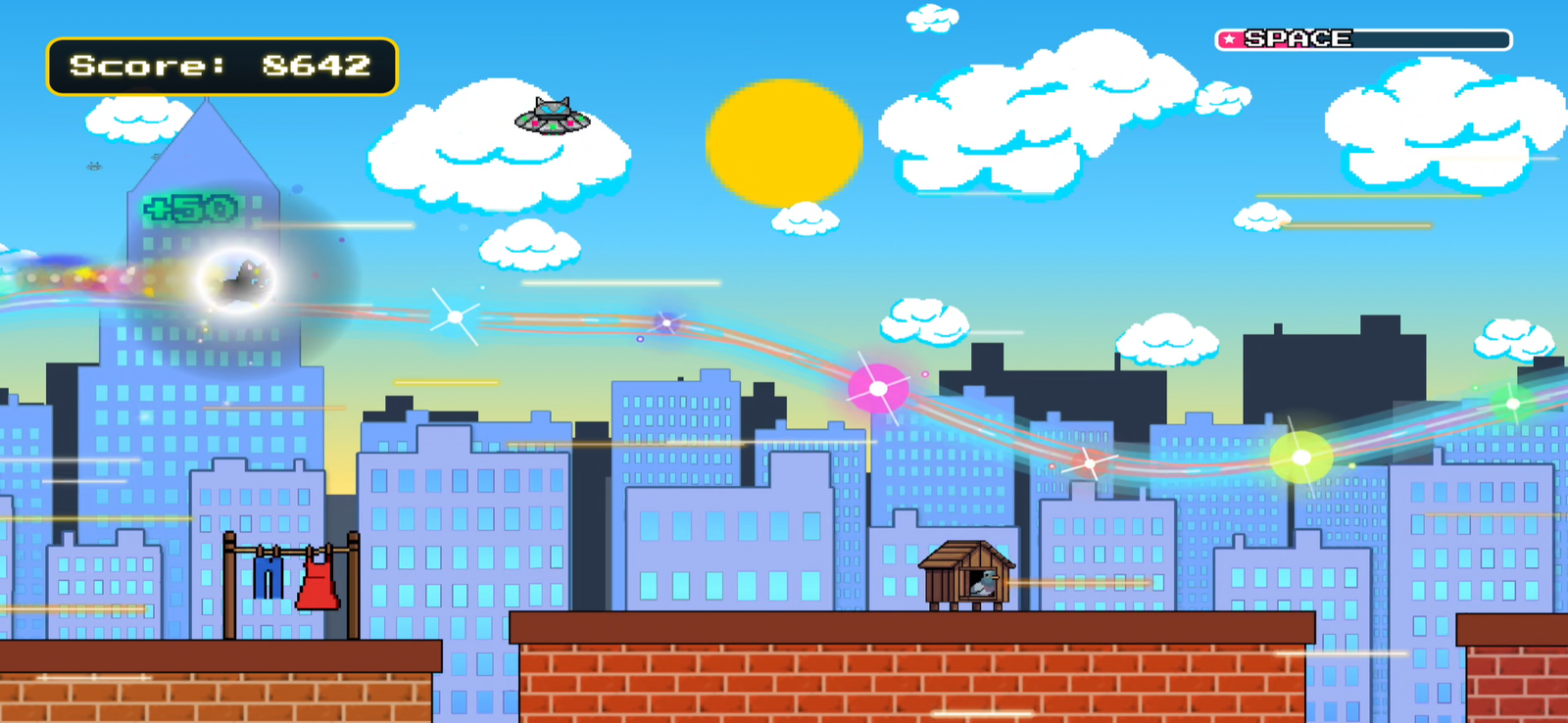 Pouncy Paws gameplay - cosmic rail high-speed sequence
